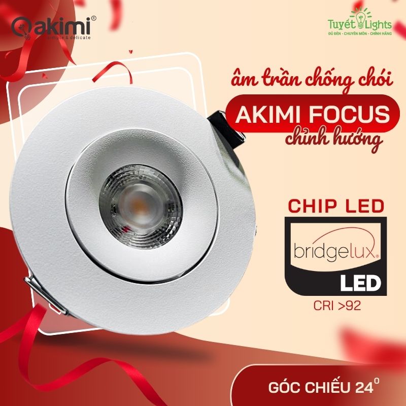 Âm Trần Chống Chói 7W Akimi Focus 24° Chỉnh hướng Linh Hoạt